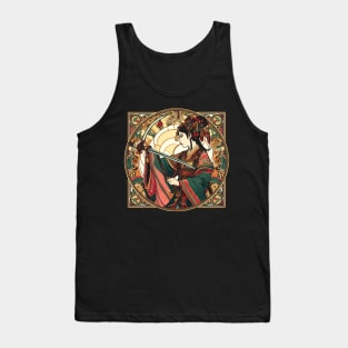 Chinese Sword Fighter Art Deco Mucha Mash-Up Tank Top